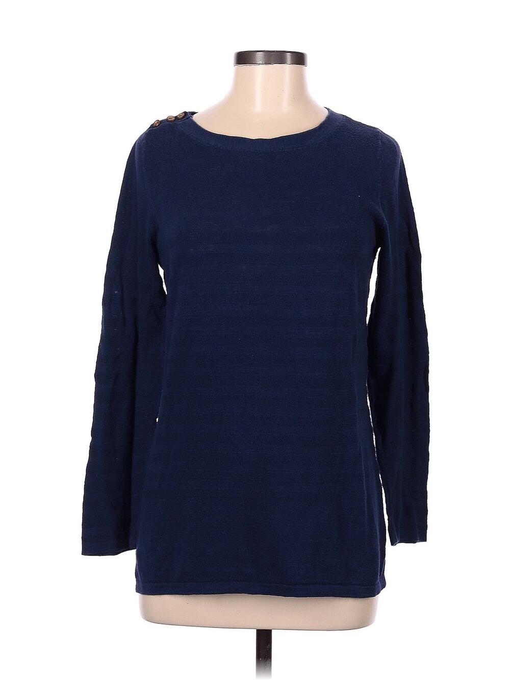 Banana Republic Shoulder Button Crew Neck Pullover Sweater Blue Size Medium